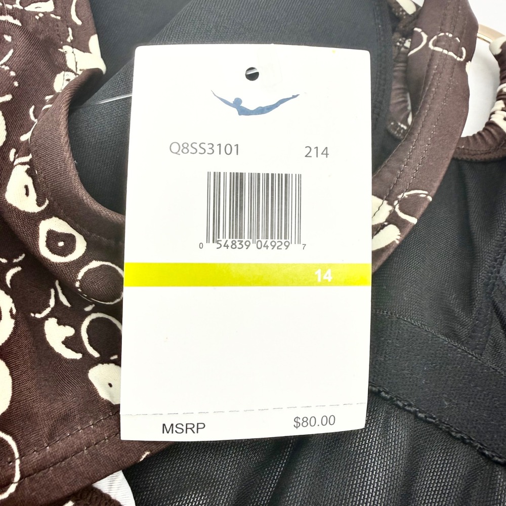 Jantzen Classics 2000s Swimdress One Piece Swimsuit Size 14 Brown Cream NWT - Picture 12 of 16